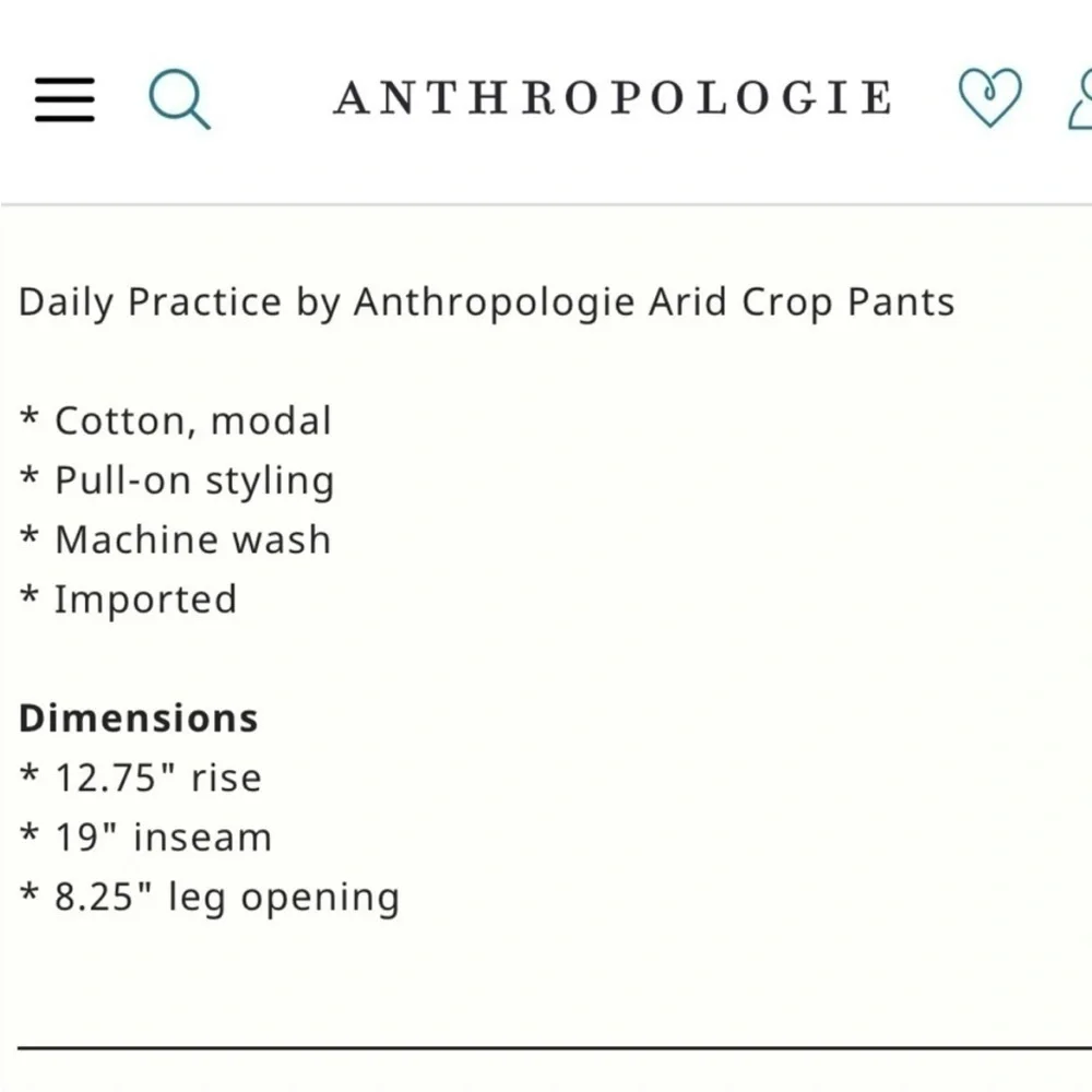NWT Anthropologie Daily Ritual Arid Crop Pants Size XXS - Picture 6 of 14